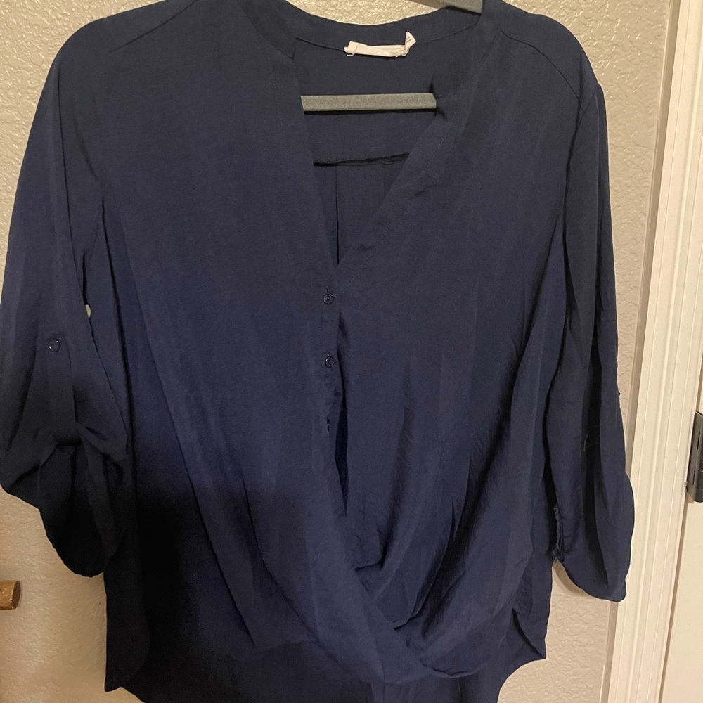 Navy blue button down